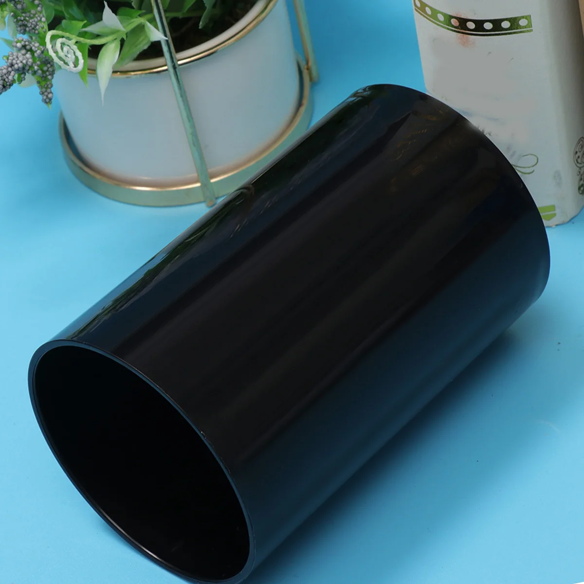 

Large Size Black Plastic Kitchen Storage Cylinder Utensil Organizer For Cutlery Chopsticks Silverware Stationery Drying Drain