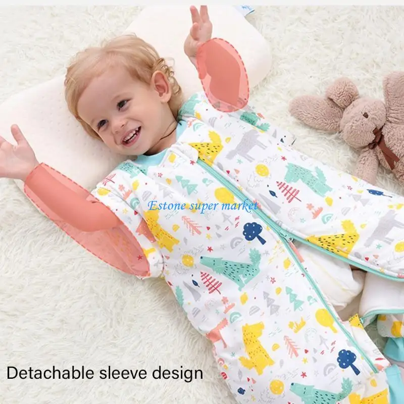 كيس نوم قطني للأطفال الصغار 090B لسهولة الارتداء وتغيير الحفاضات بسرعة #5