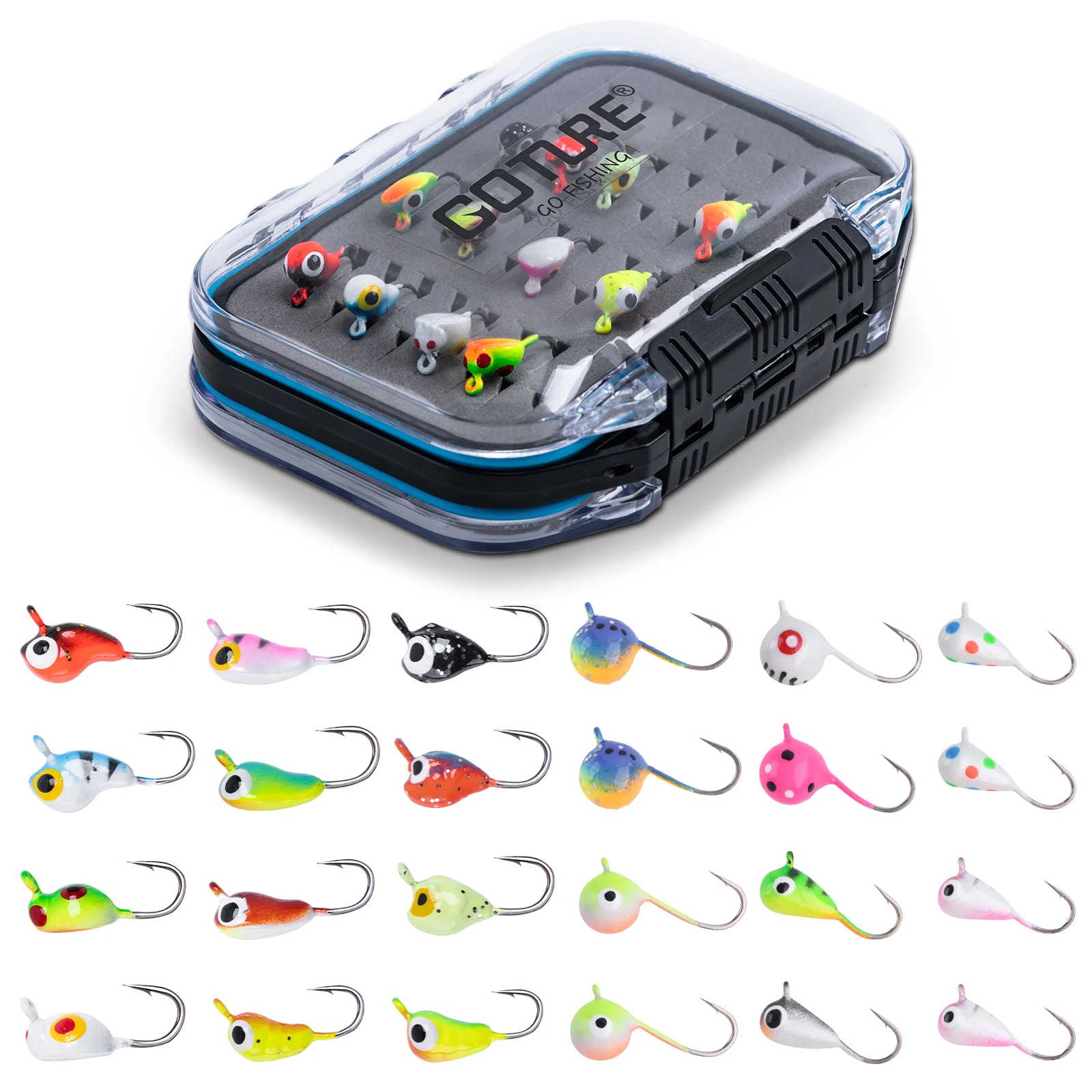 

Goture 24 шт./кор. светящаяся мини-зимняя приманка для зимней рыбалки, зимняя металлическая свинцовая головка, крючок, приманка для джиговой рыбалки, колючий крючок, приманка, снасти