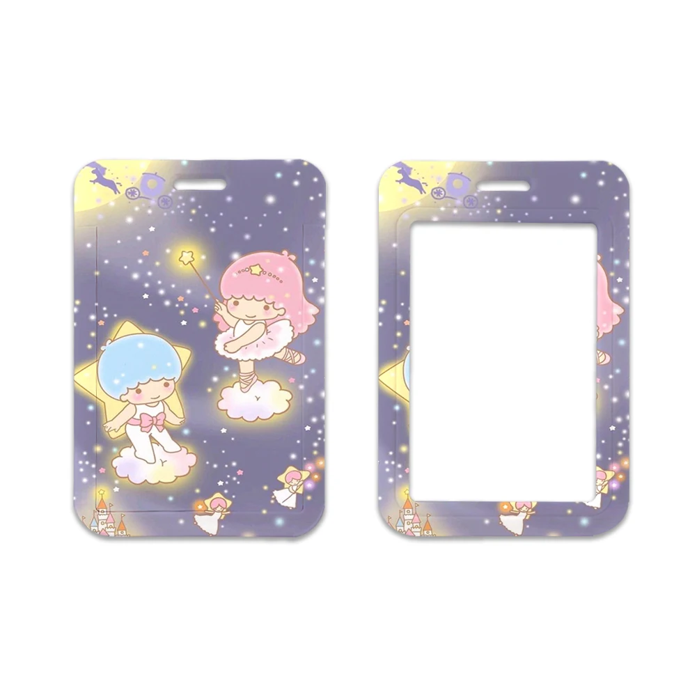 Funda de tarjeta Kawaii Sanrio Little Twin Stars, funda protectora de tarjeta de autobús de dibujos animados, Bolsa Escolar para niñas lindas, llaveros colgantes de mochila