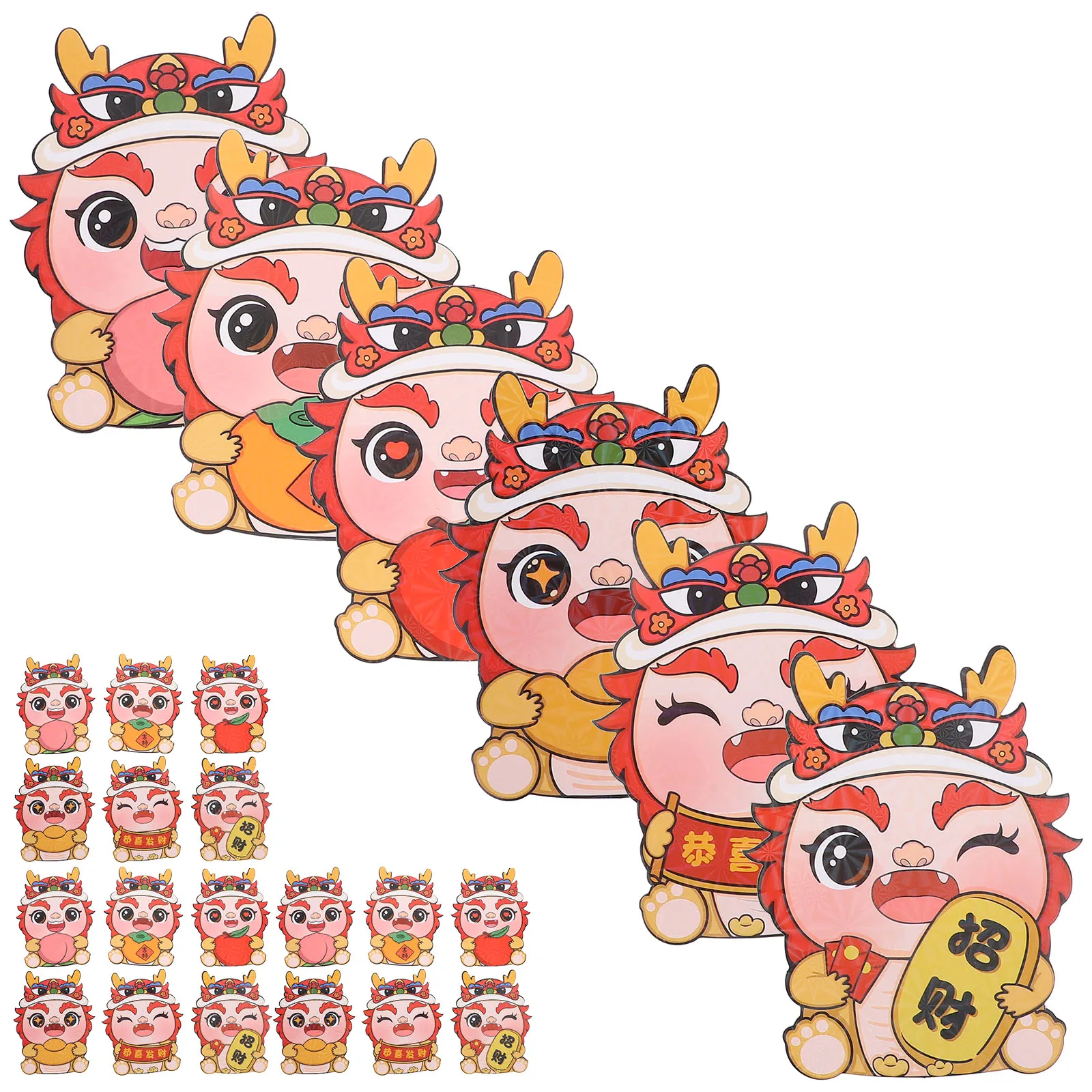 

30 шт., китайский красный конверт в стиле дракона, счастливые денежные пакеты для лунного новогоднего подарка, красные конверты, мешочки для денег