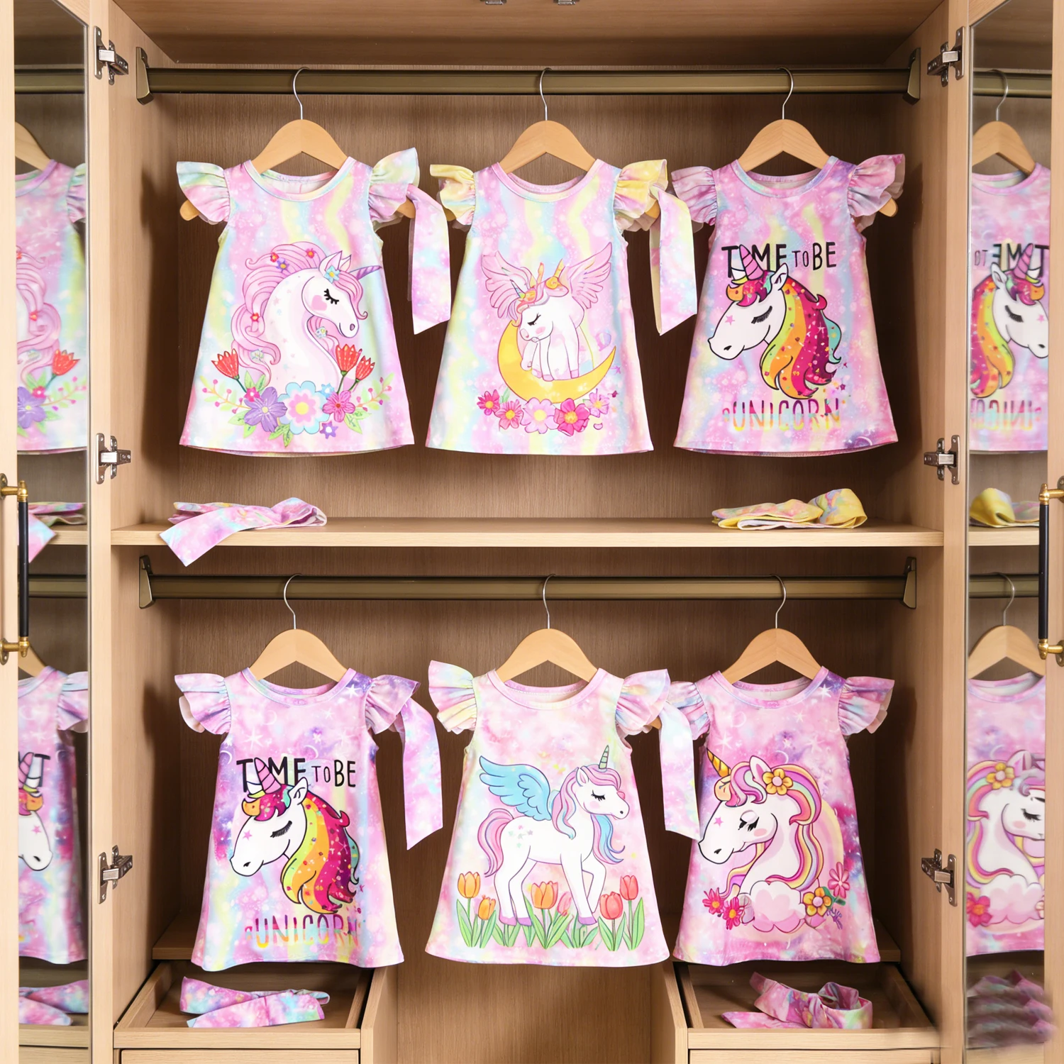 Adorável Unicórnio Boneca Acessórios, Camisola, Mini Bow Vestido e Hairband para Renascer Bebê, American Doll Toy, 18 ", 43cm