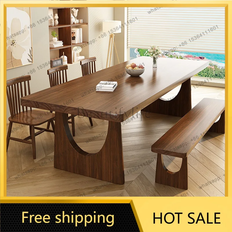 Factory Direct Sales Simple Solid Wood Dining Table Small Unit Household Rectangle Large Long Desk