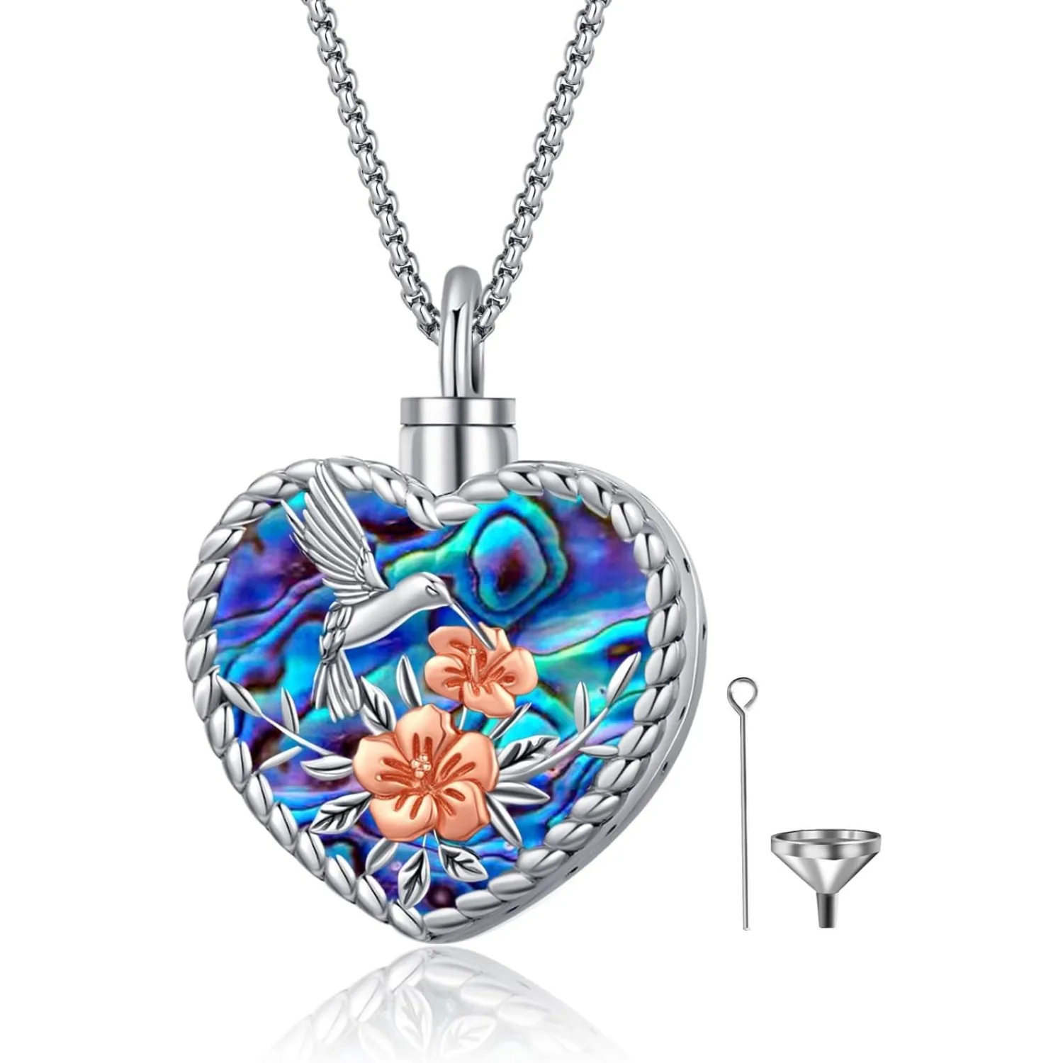 

Heart Hummingbird Necklace 925 Sterling Silver Urn Necklace Memorial Pendant for Ashes Cremation Jewelry Gifts for Women Men