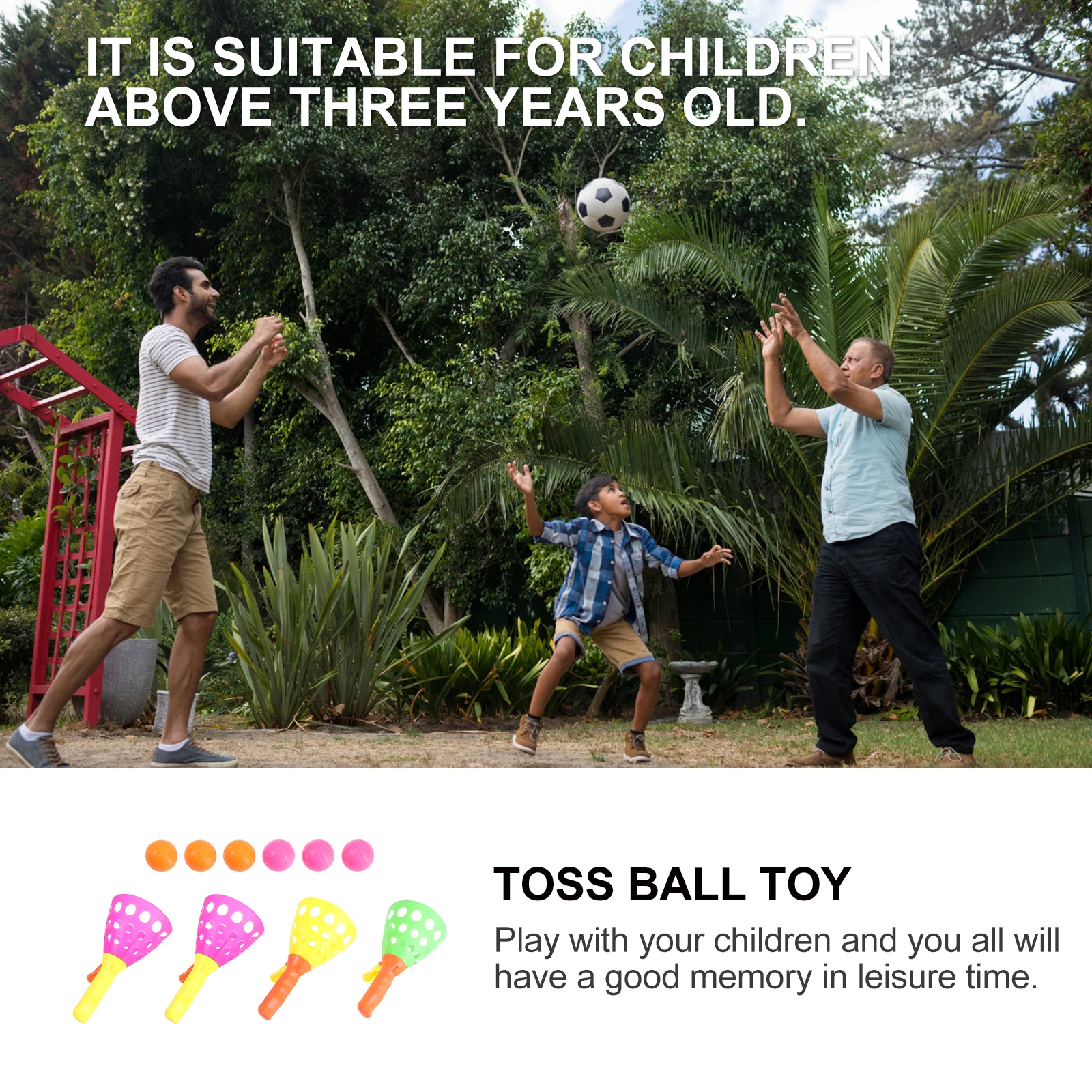 2 Pairs Bounce Ball Set Toy Toss Click and Game Outdoor Toys Catch Balls Children Kids Sports