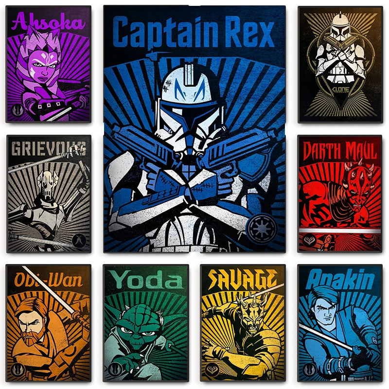 Movie Poster Clone Wars Key Personas Comic Characters Captain Rex Canvas Painting Wall Art Picture for Living Room Home Decor