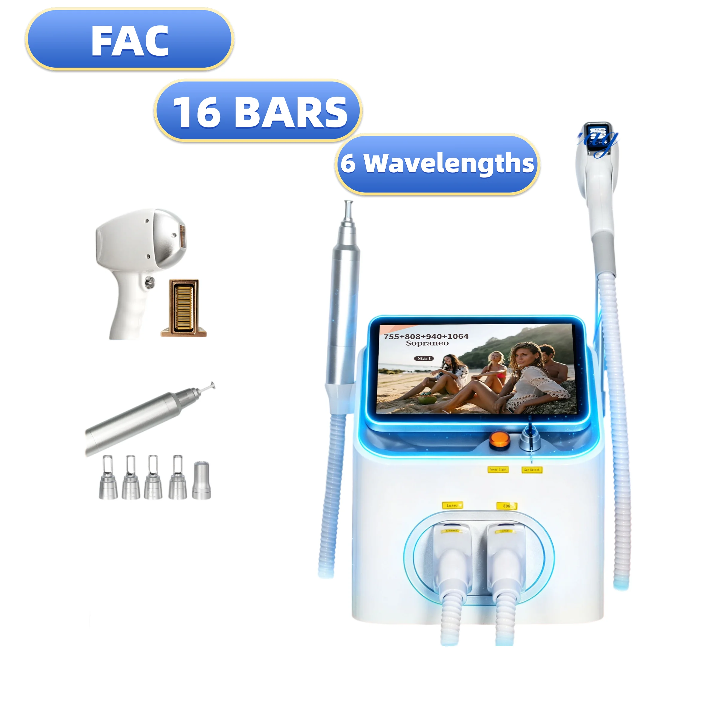 808nm Dual Function Diode Laser Hair Removal Machine Picosecond Laser Q Switch ND YAG Machine Ice Cooling Permanent Depilation