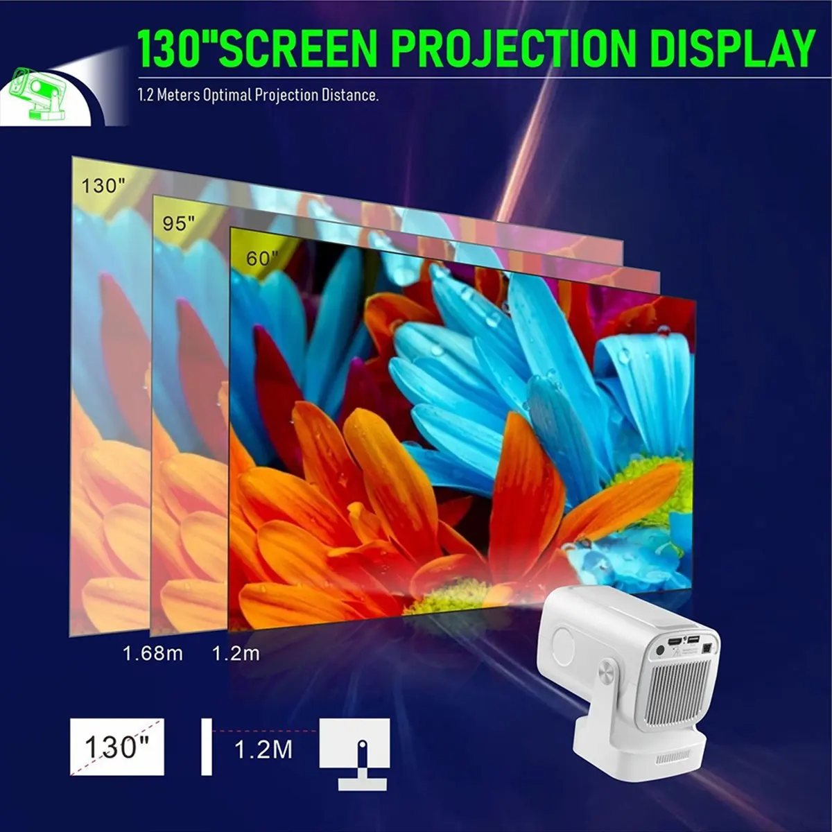 Top HY260 PRO 1080P Android 11 4K Projector 200ANSI Wifi6 BT5.4 Cinema Outdoor Portable 180°Rotable Projector Global EU Plug