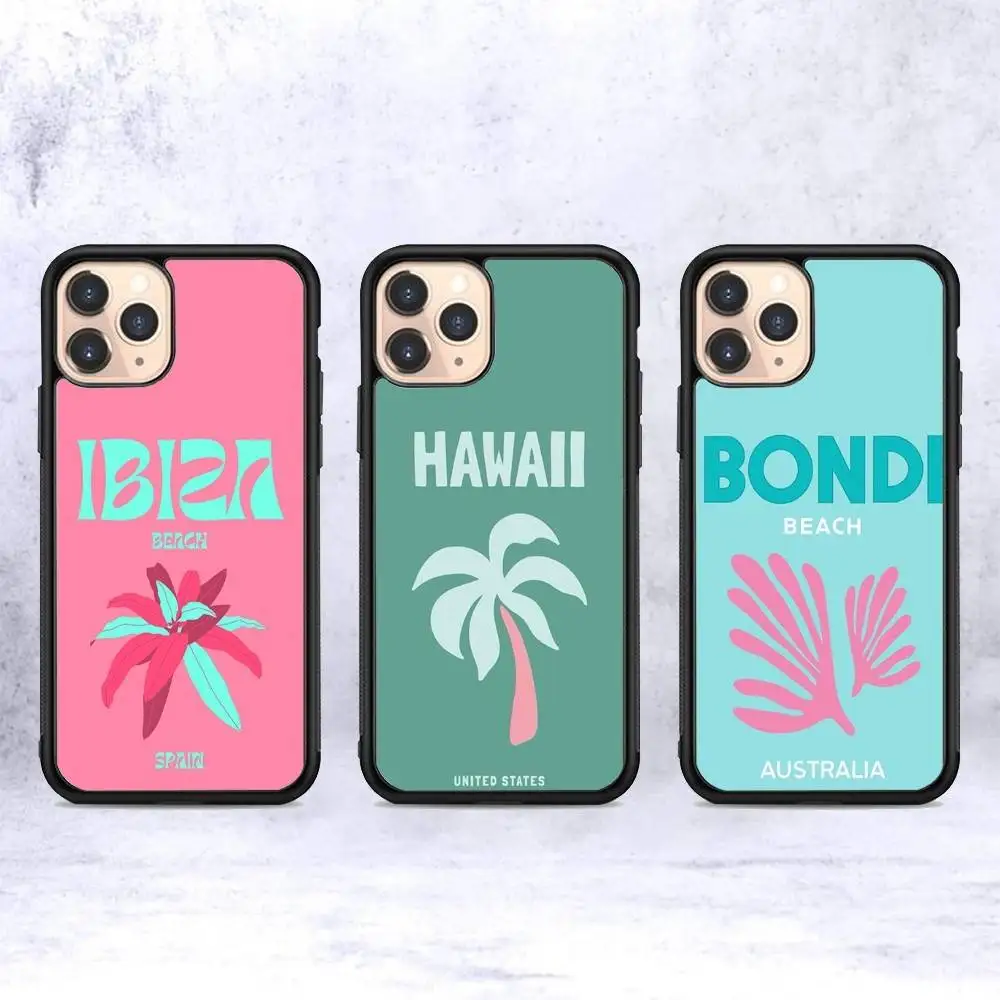 

Bali Ibiza Capri Bondi Palm For IPhone 17 16 15 14 13 12 11 Mini Pro Max Plus PC+TPU Back Phone Cover