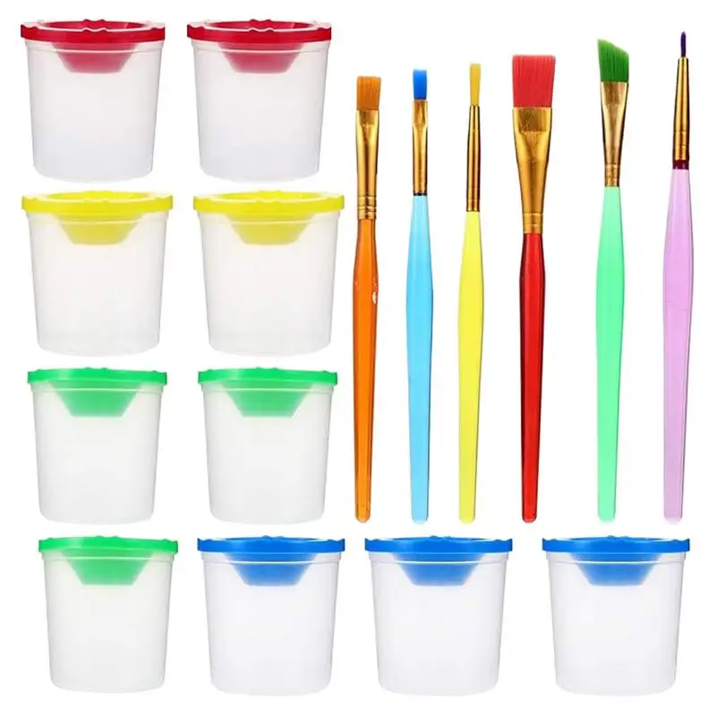 Spill Proof Paint Cups and Brushes Paint Brush Washer Color Mixing Cup Anti-pouring Out Washing Brush Bucket Drawing Supplies