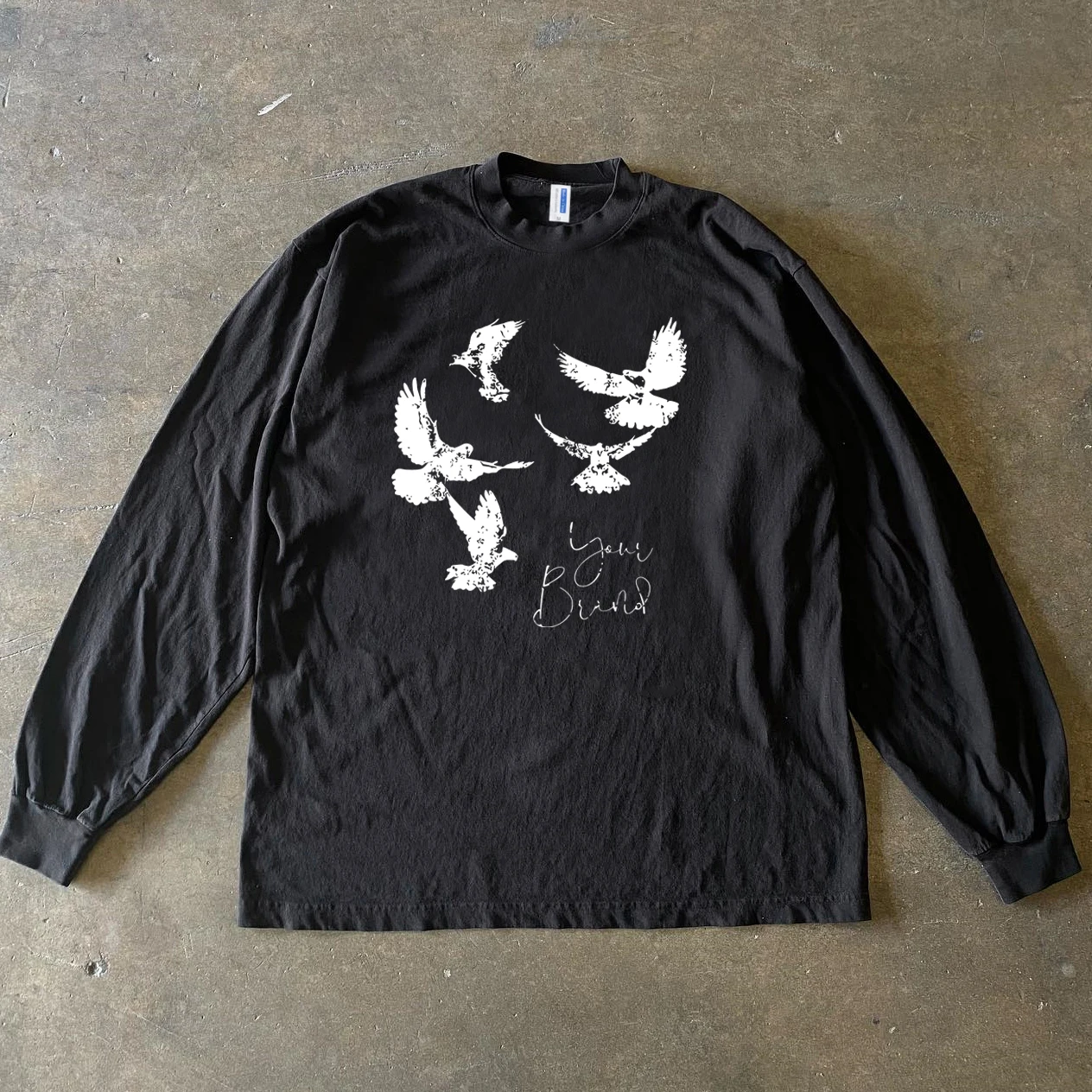 

Heavyweight Pure Cotton Long Sleeve T-Shirt Xiao Chen Story Multi Original Harajuku Letter Print Retro Trendy Brand