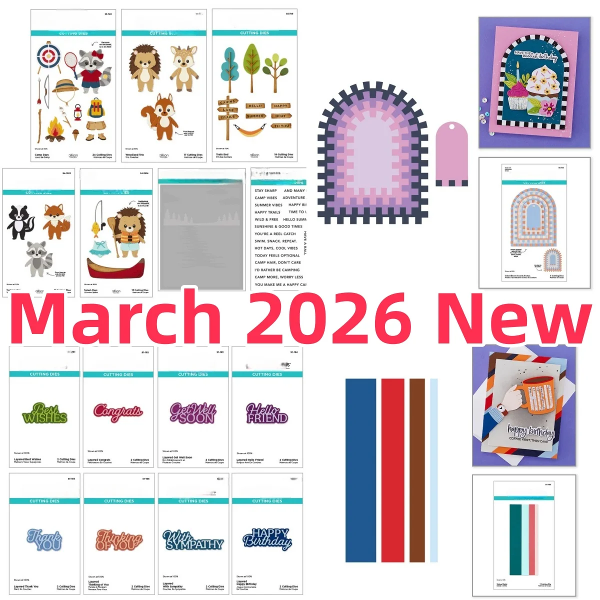 

March 2026 Summer Camp Animals Letter Arches Metal Cutting Dies Clear Stamps Stencil DIY Scrapbook Embossed Handcraft Paper