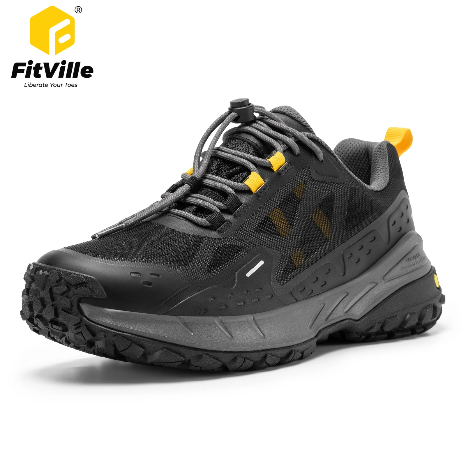 FitVille Hiking Shoes Extra Wide Waterproof Low-top Trekking Shoes for Men Non-slip Quick Wear Climbing Sports Sneakers Autumn