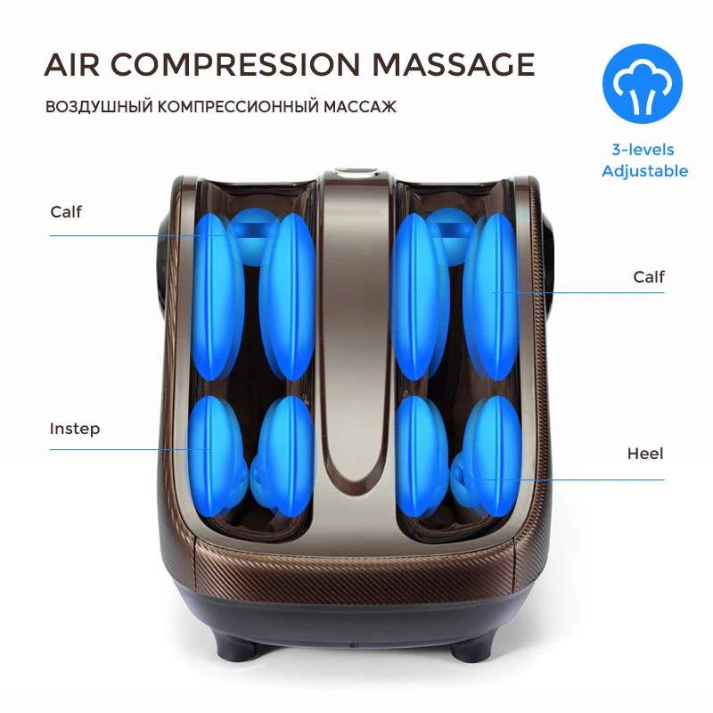 Electric Calf and Foot Massager Leg Air Compression Shiatsu Kneading Rolling Massage Machine With Heating