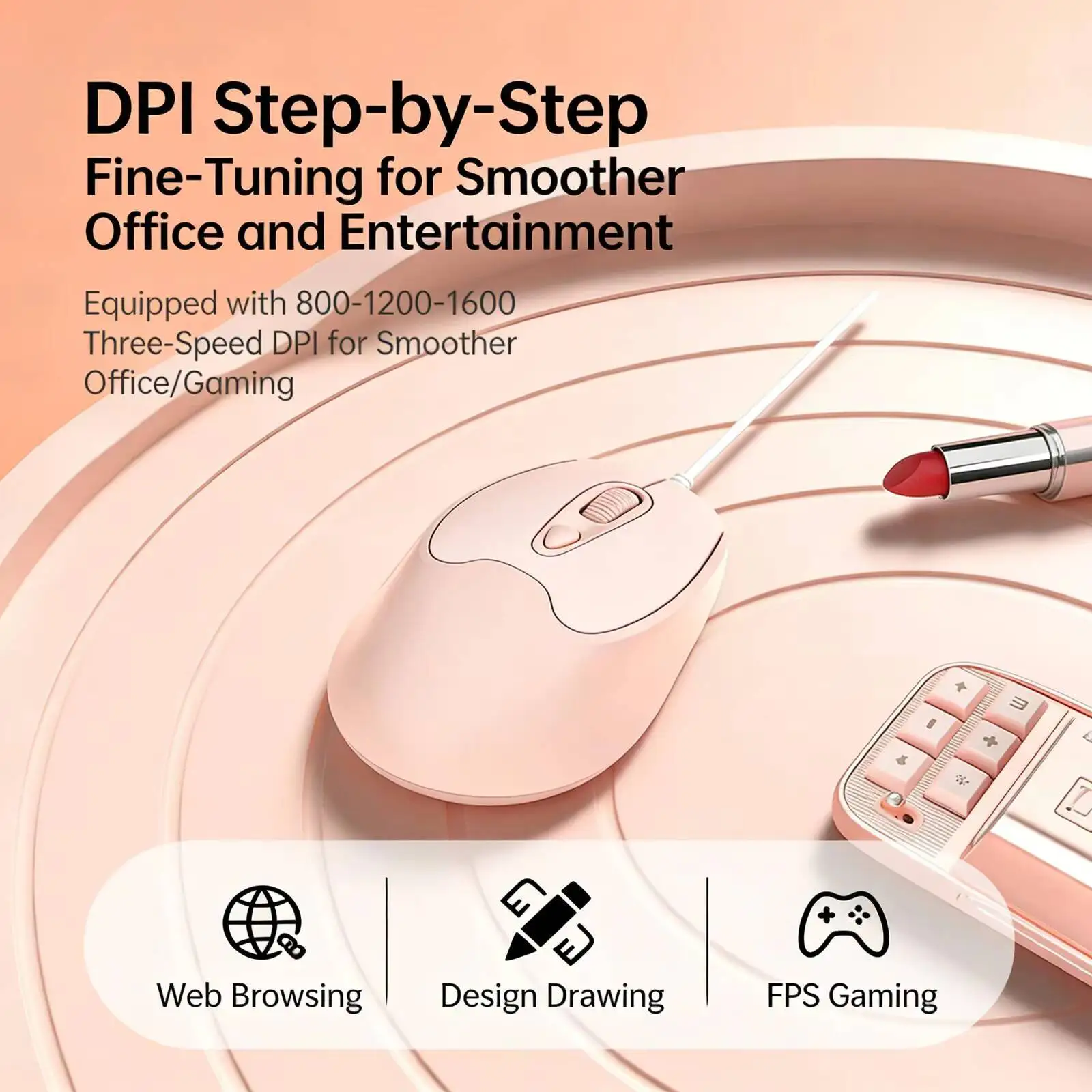 

Portable Type-C Interface Wired Mouse USB-C Ergonomic Silent Click Lightweight Plug & Play For Home Office PC Laptop Girls Gift