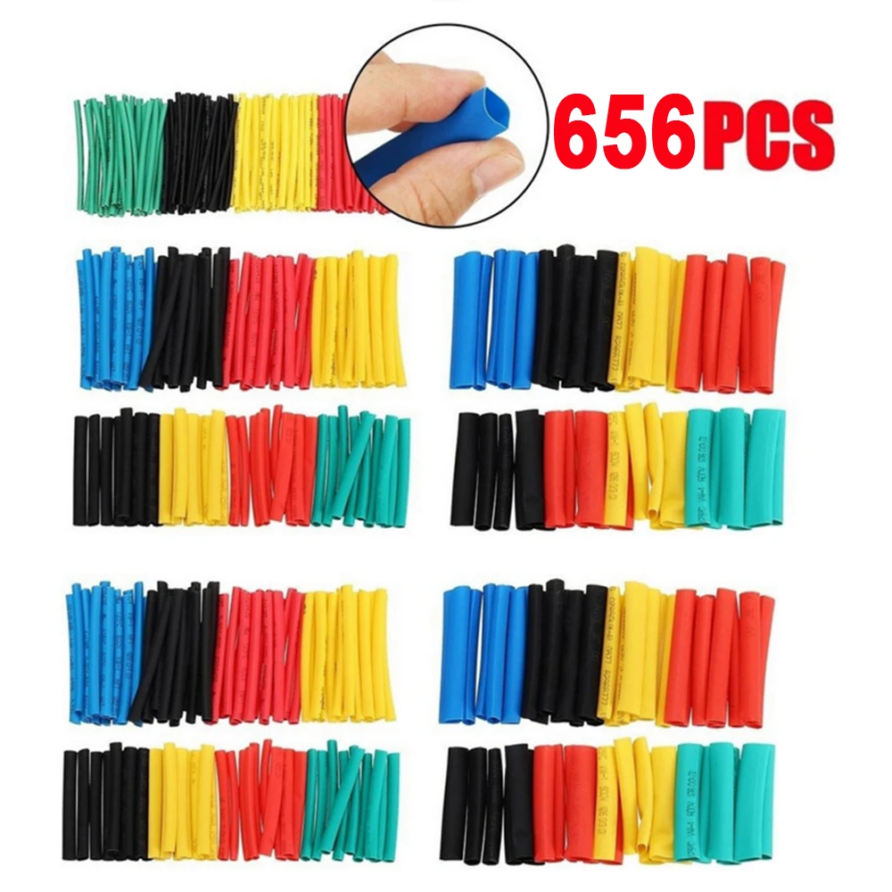 328-656pcs Heat-shrink Tubing Thermoresistant Tube Heat Shrink Wrapping Kit Electrical Connection Wire Cable Insulation Sleeving