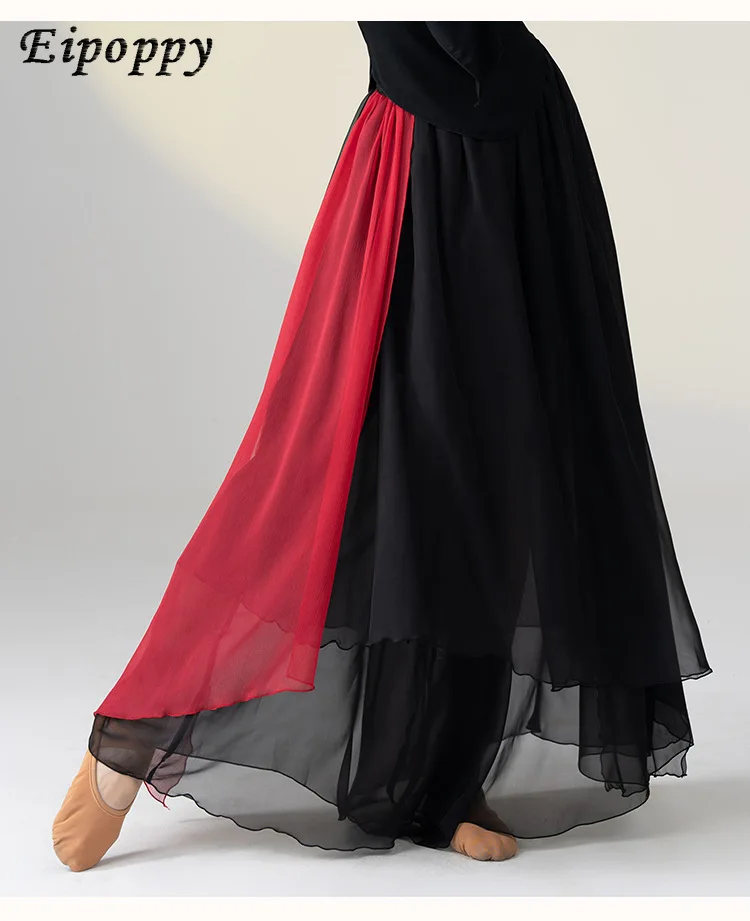 Pantaloni da ballo classici cinesi da donna eleganti Culotte larghe costumi da spettacolo di danza classica pantaloni a gamba larga