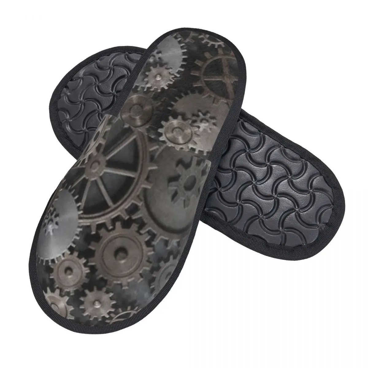 Indoor Slippers Steam Punk With Cogwheels And Gears Plush Slipper Autumn Winter Shoes House Flat Floor for Bedroom