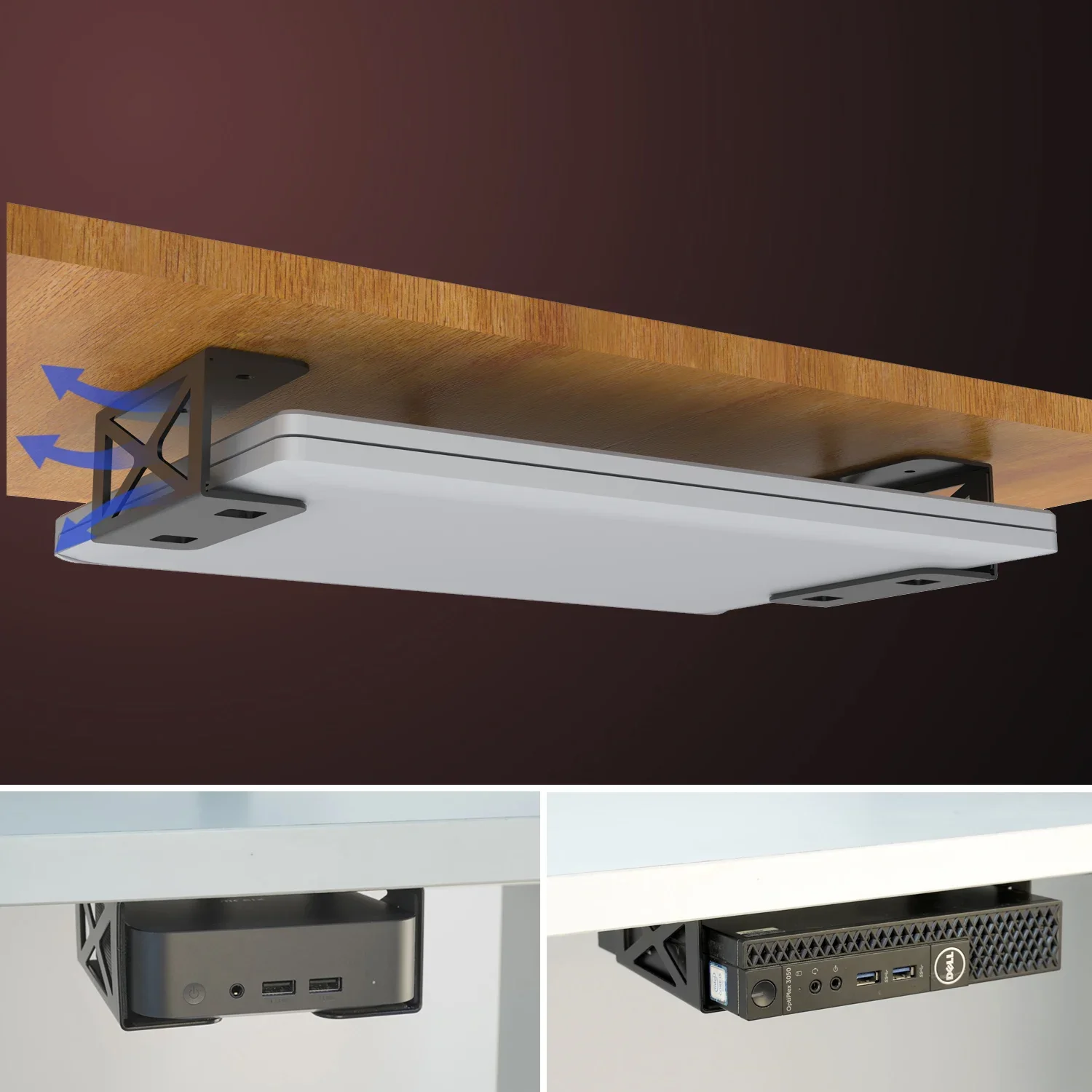 Under Desk Laptop e Mini PC Storage Mount, suporte de CPU, compatível com Dell OptiPlex,Macbook,Mac Mini e muito mais