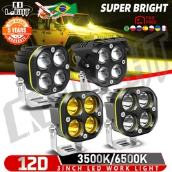 CO LIGHT 오토바이용 LED 작업 스포트라이트, 홍수 LED 바 안개등, DRL 자동차 트럭 4x4 오프로드 ATV, 3 인치, 24V, 12V 헤드라이트