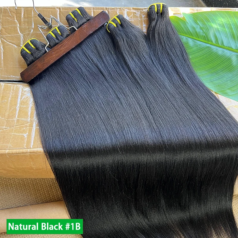 라이트 야키 스트레이트 헤어 번들 미가공 천연 100% 인모 붙임머리 킨키 스트레이트 헤어 내추럴 블랙 # 1B