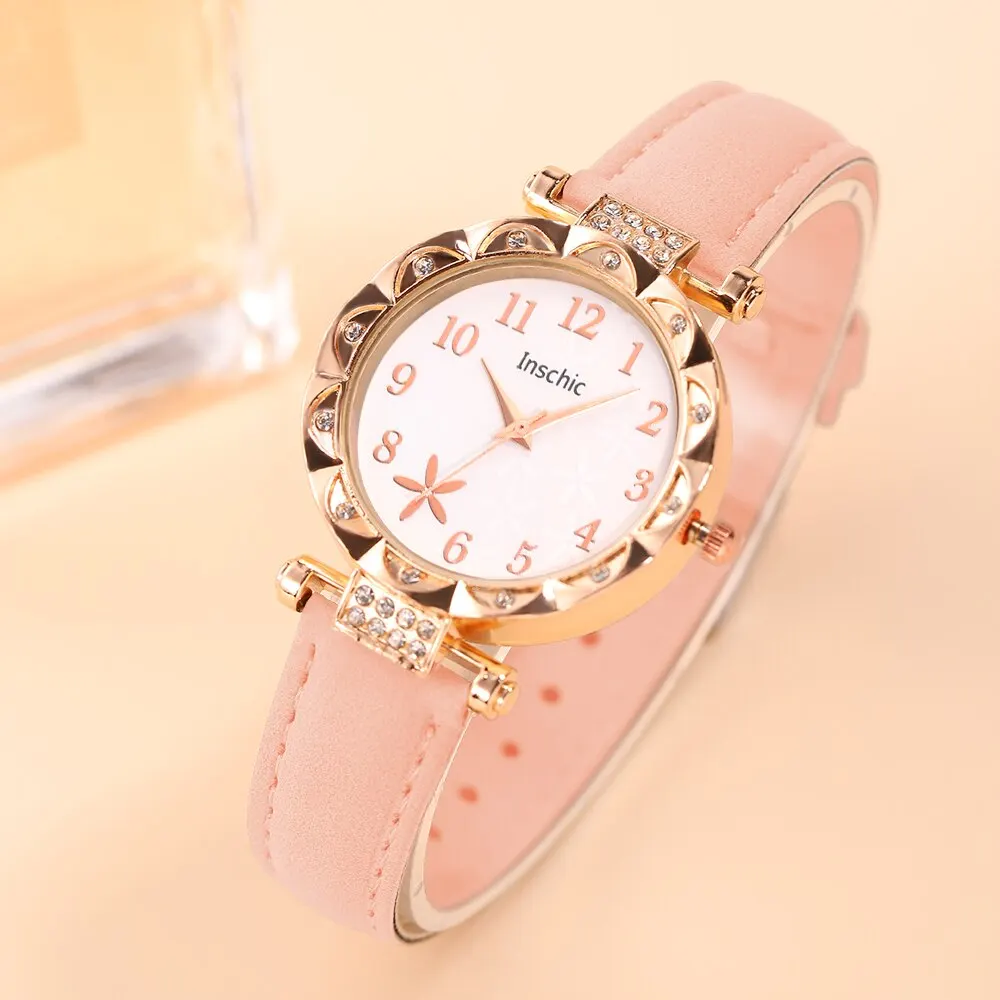 5PCS Set Fashion Women Business Watches Simple Ladies Dress Leather Quartz Watch Womens Bracelet Wristwatch Relogio Feminino