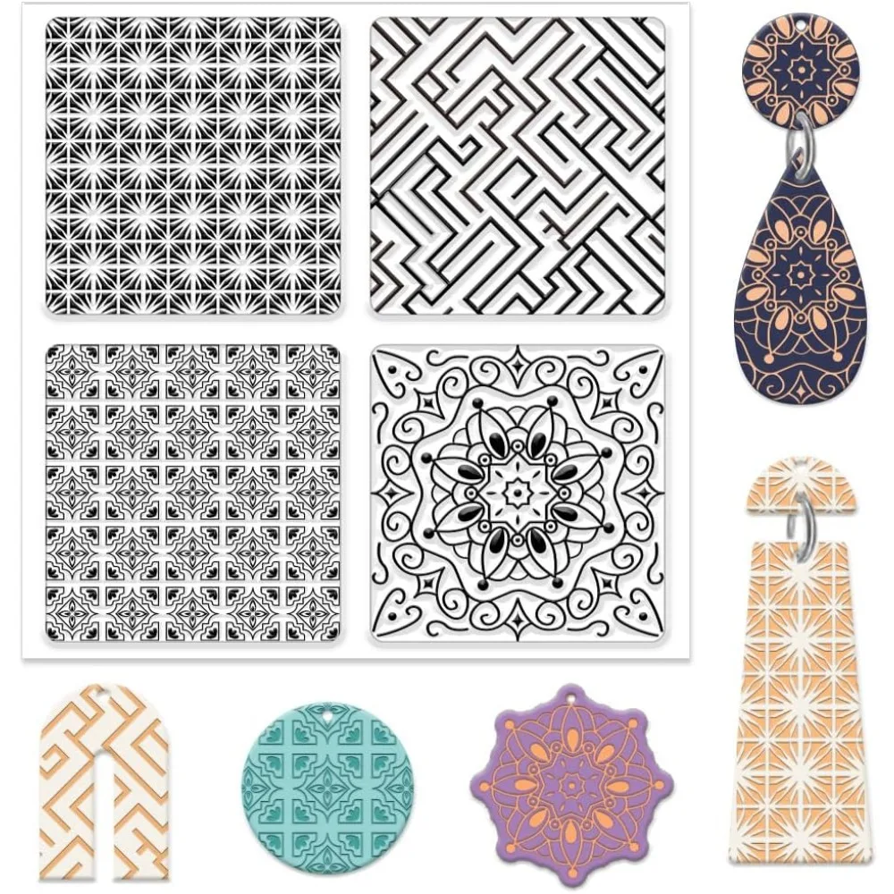 Mandala Blumen Polymer Clay Textur Blätter Geometrie Ton Modellierung Muster Pad Ton Textur Matte Prägung Ordner Ton für DIY