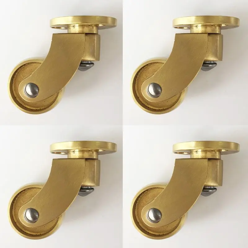 Brand New 4PCS 1Inch Brass Wheels Universal Furniture Casters Table Chair Sofa Silent Pulleys Flexible Rotation Rollers Runners