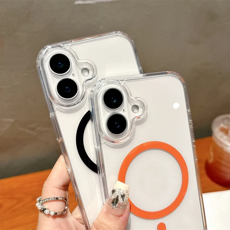Magsafe 磁気耐衝撃クリアケース iphone 16 プロマックス 15 プロ 14 プラス 13 12 11 ワイヤレス充電カバーケース