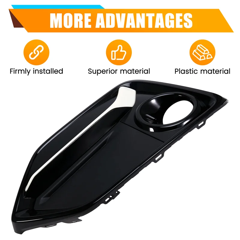 Picture 5: X39A-Left Front Bumper Fog Light Cover Trim Headlights Covers Frame Hole For Honda Civic Type R 2017-2021