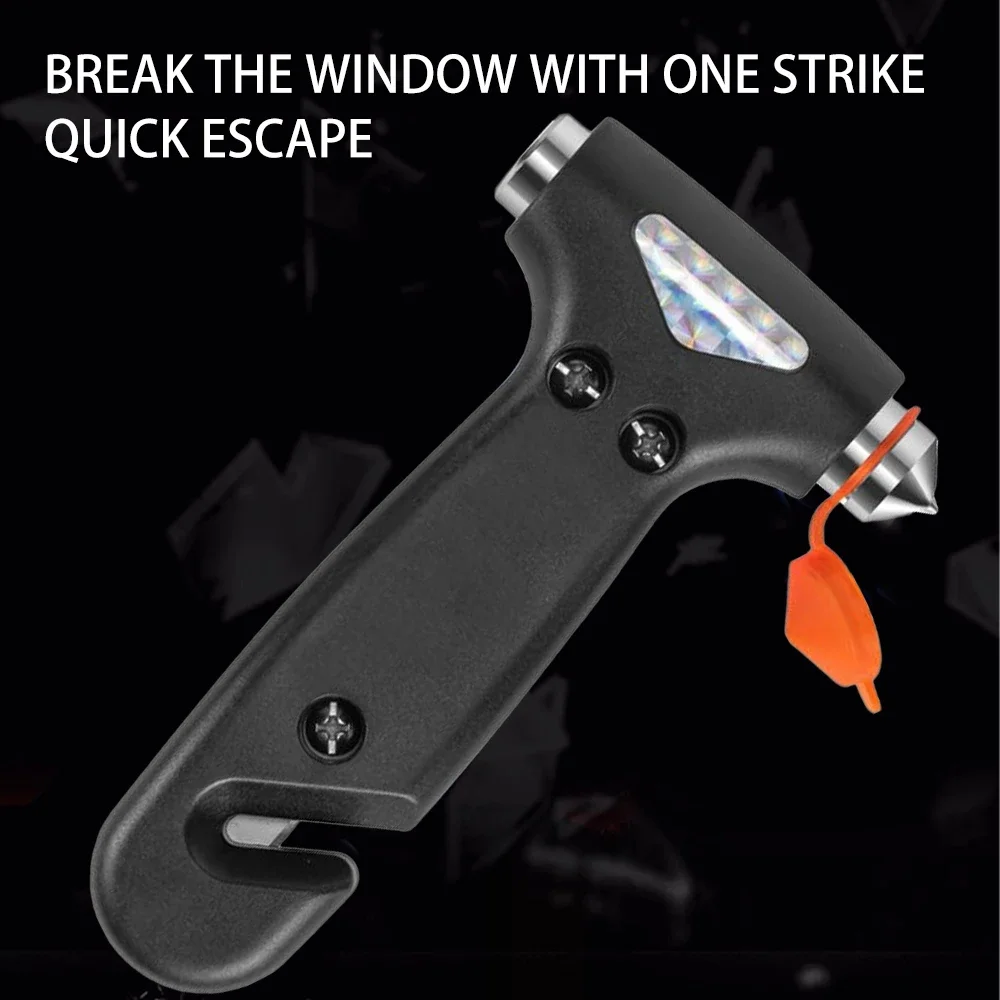 2-in-1 Mini-Notfall-Autohammer, Glasbrecher, Fluchtwerkzeug, Sicherheitsgurtschneider, Fensterbrecher für die Sicherheit im Auto, Rot, Orange, Schwarz