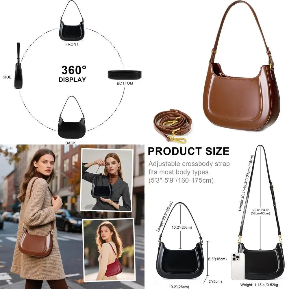 

Women's Crossbody Leather Purse, Adjustable Lightweight Shoulder Bag for Everyday Commute and Travel