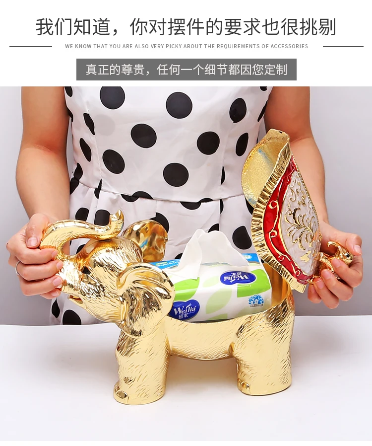 Large HOME OFFICE Company BAR Business TOP COOL 3D GOOD LUCK Auspicious wealth elephant Decoration art statue Tissue box