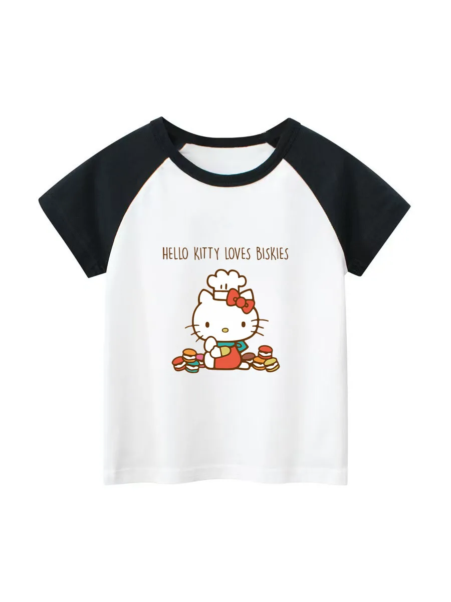 

Funny HelloKitty T-shirt Anime Kuromis Pattern Summer Girls Casual T-shirt High Street Girl's Clothing Hello Kitty Clothes
