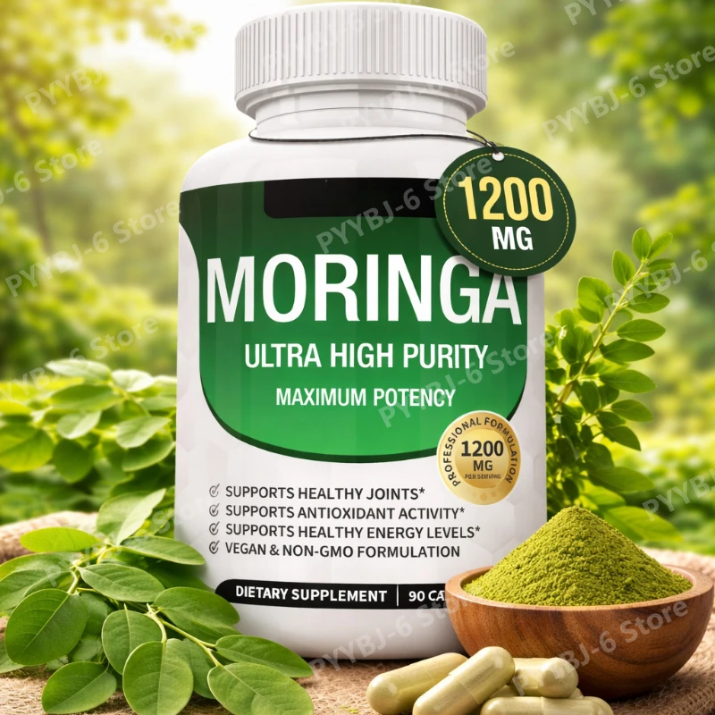 

Premium Moringa Capsules 1200mg Rich in Antioxidant for Energy & Immune Support Vegan Non-GMO 90 Capsules for Adult
