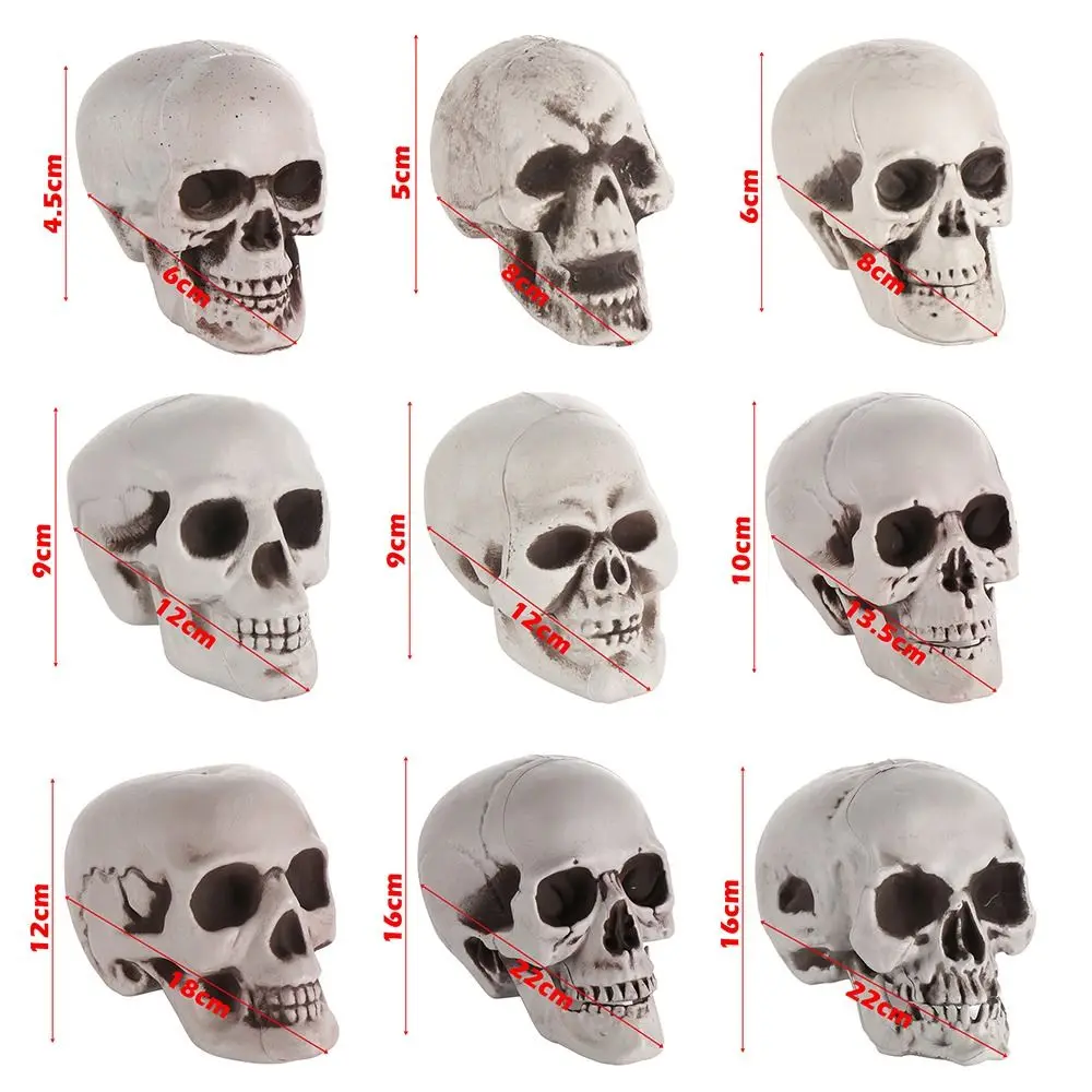 Zdjęcie 7: Wysokiej jakości ludzka czaszka szkielet głowy wszystkie rozmiary styl halloweenowy rekwizyt fotograficzny straszny wiszący wystrój dekoracja na imprezę domową akcesoria do gier