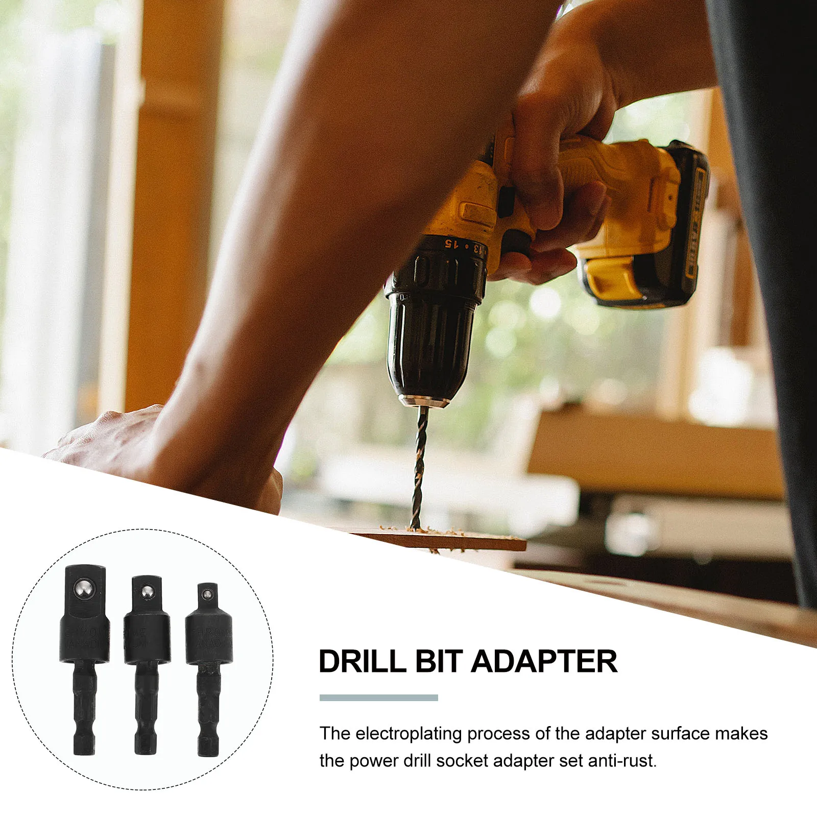 

1 set Impact Driver Socket Adapter 360 Degree Rotatable Wobble Steel Drill Bit Adapter For Diy Automotive Repair Durable Chrome