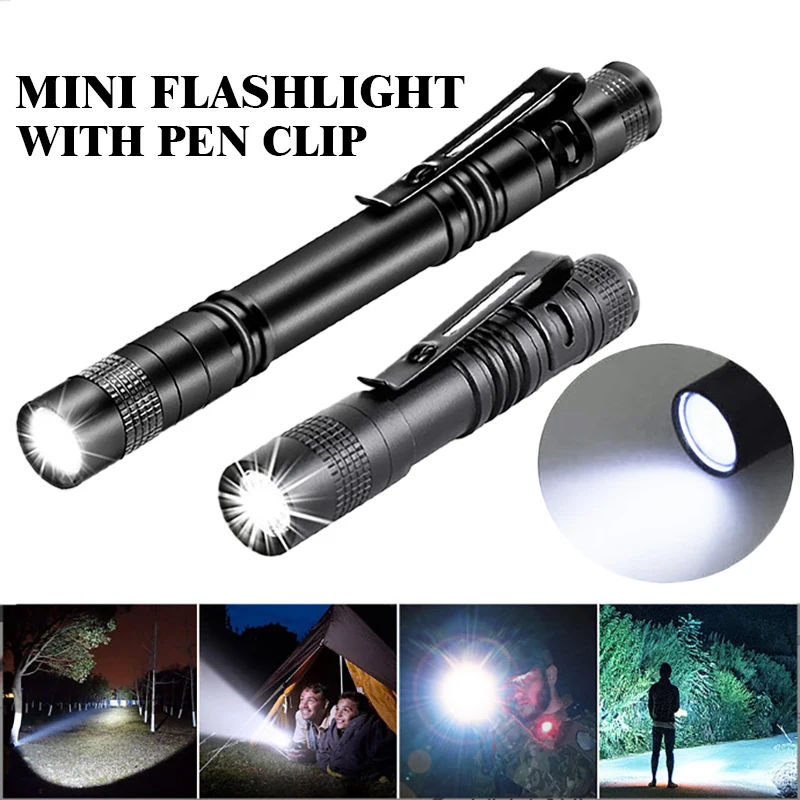 Mini LED Flashlight Pocket Pen Light Portable 1000 Lumens Waterproof Torch Using AAA Battery For Medical Outdoor Emergency Lamp