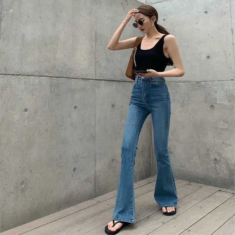 Autumn And Winter New Retro Micro Flared Jeans With High Waist Slim Fit Lifted Hips Wide Legs Flared Jeans For Women