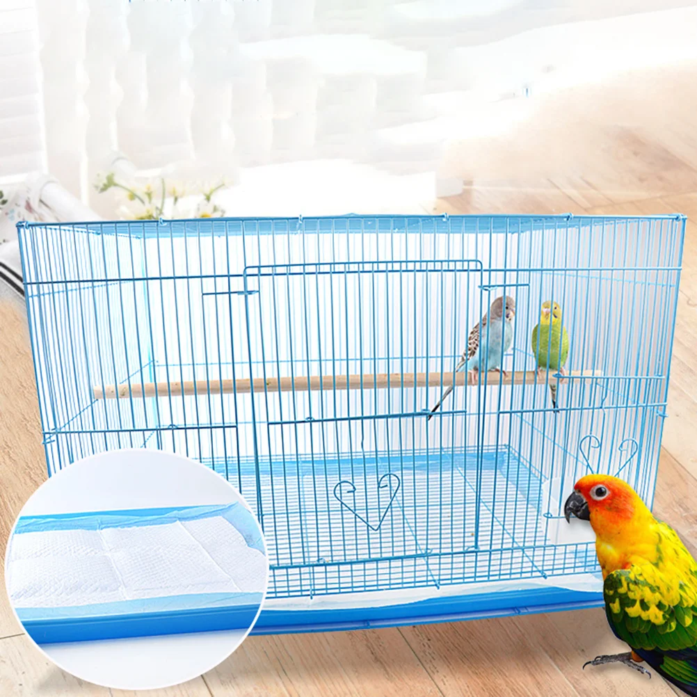 10 Pcs/1 Set Bird Cage Pad Paper Disposable Water-absorbing Parrot Cage Chassis Pad Paper Bird Dung Pad (Sky-blue)