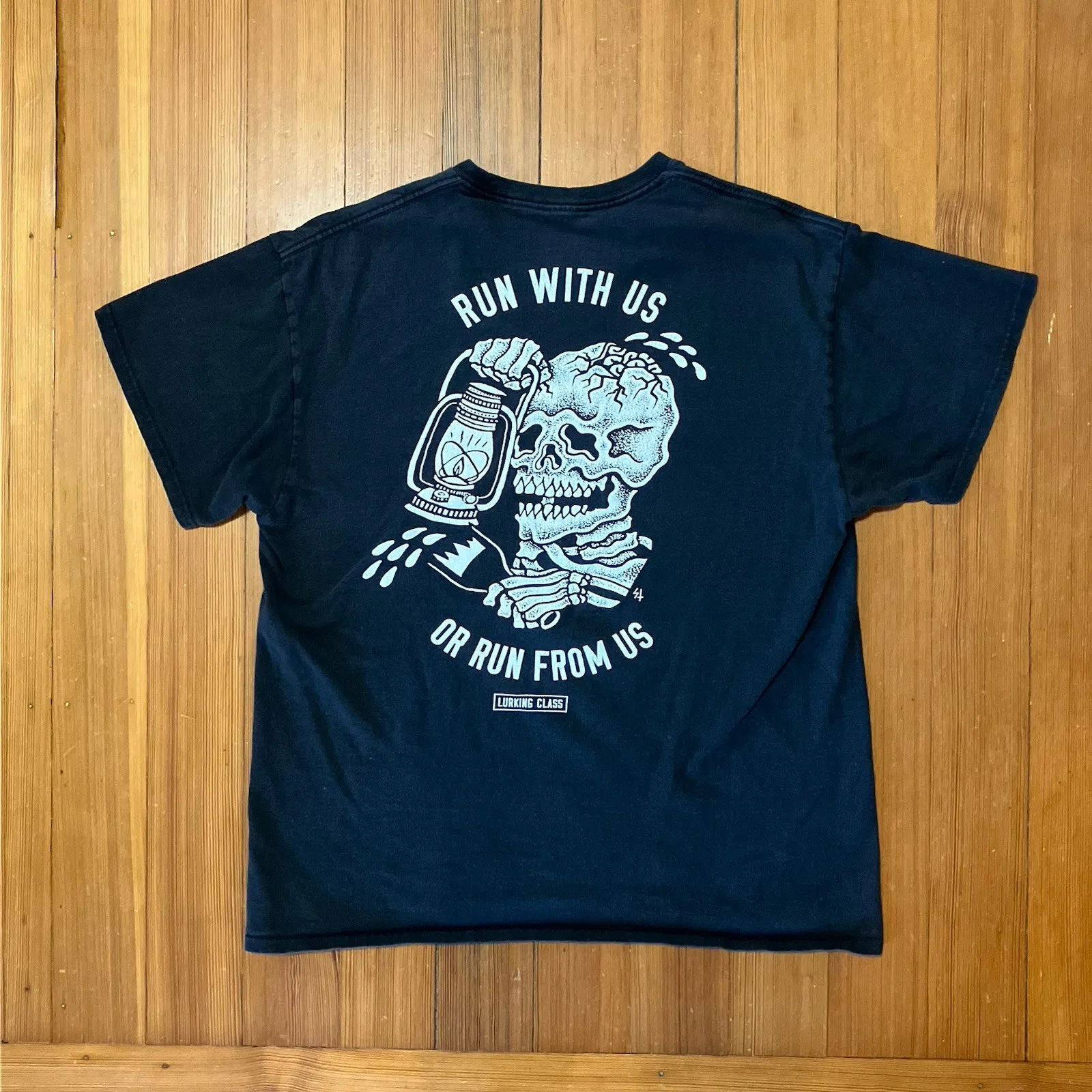 Lurking Class Run With Us Skeleton T Shirt Black Large 100% Cotton