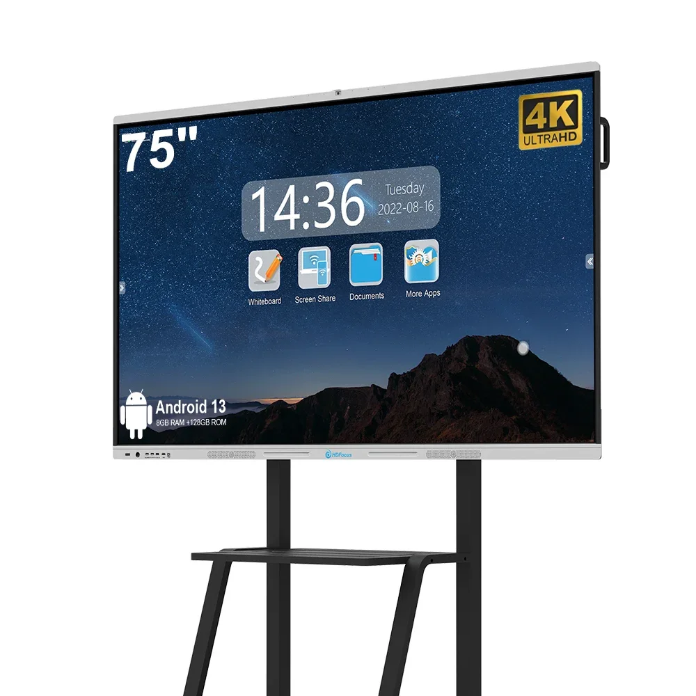 

75 Inch Interactive Android Windows Education Board 4K Smart OPS Flat Panel LCD with Touch Screen for School Classes