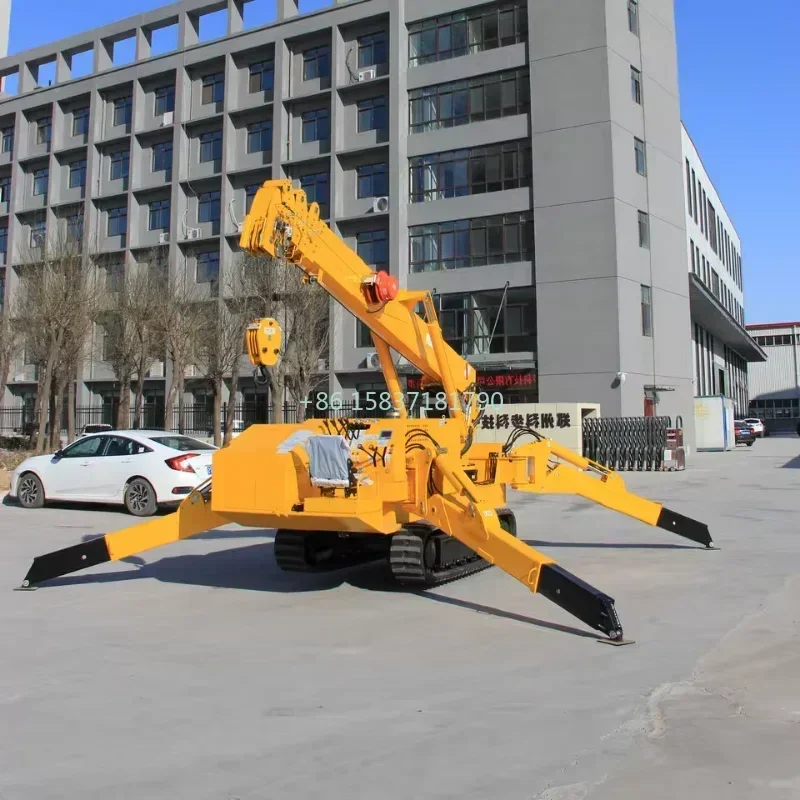 Glass Lifting Spider Crane Machine Electrical Construction Mobile Portable 3 5t Mini Crawler Spider Crane with Telescopic Boom
