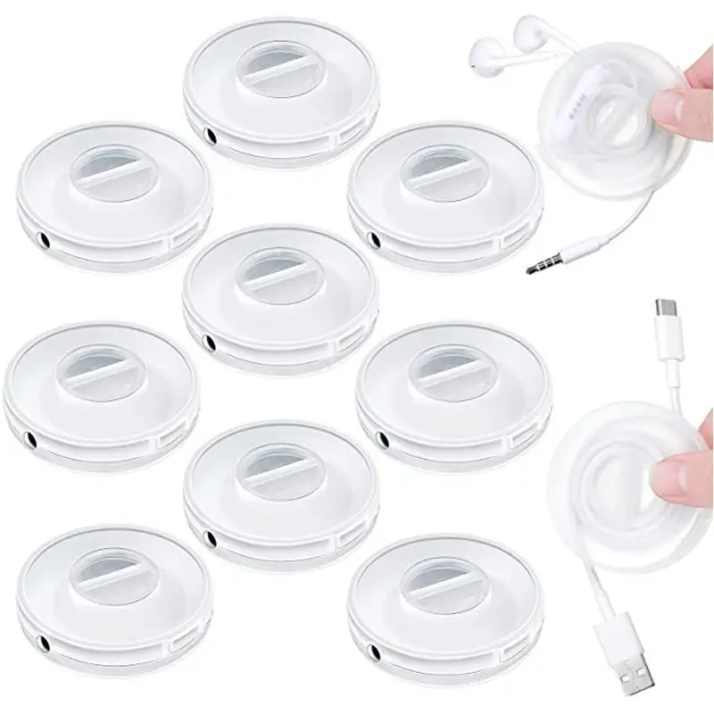 1/2/3PCS Transparent Round Wire Winder Box Cable Management Retractable Cord Organizer Portable Usb Charger Holder Earphone Cord