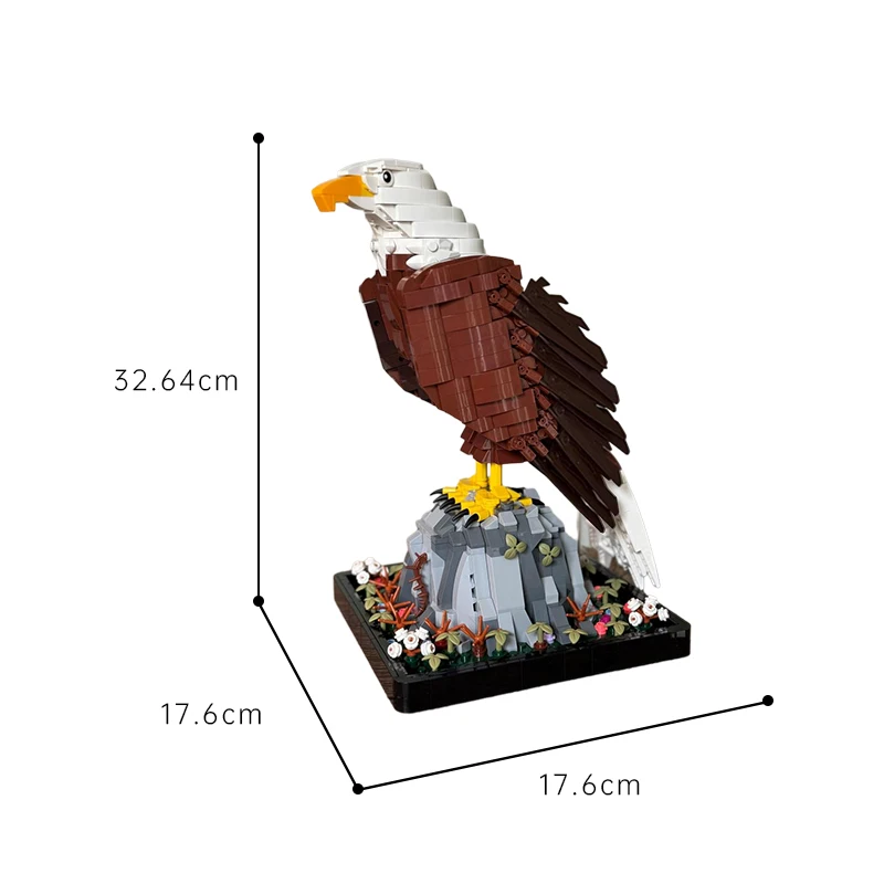 M‌OC Bald Eagle Animal Building Blocks Set 1472PCS Creative Construction Wildlife Model Brick Toy Holiday Gift for Adults Teens