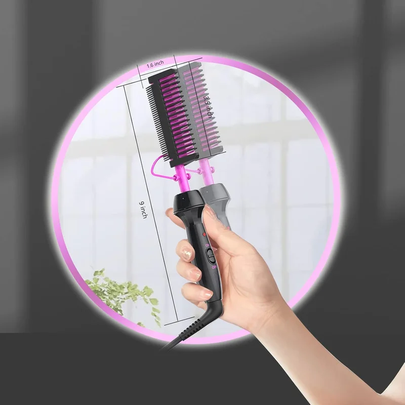 Mini hot press comb 450°F Dual Voltage Electric Hair Straightener for Wigs and Natural Black Hair - For travel and home use