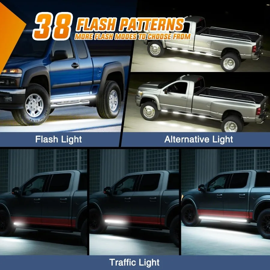 2 قطعة 70 بوصة شريط إضاءة إحترافي للطوارئ مع وحدة تحكم 864 LED أضواء لوحة تشغيل بيضاء مرنة الجانب وامض تحذير Cau #4