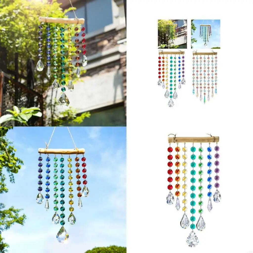 

Crystal Suncatchers Wind Chimes Hanging Rainbow Maker Chandelier Crystal Pendant C5AD