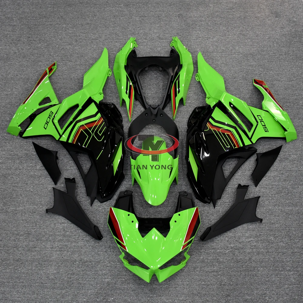 Cowling Bright green red black geometric stripes For ninja500 2024 2025 ninja 500 Motorcycle Full Fairing Kit Bodywork Injection