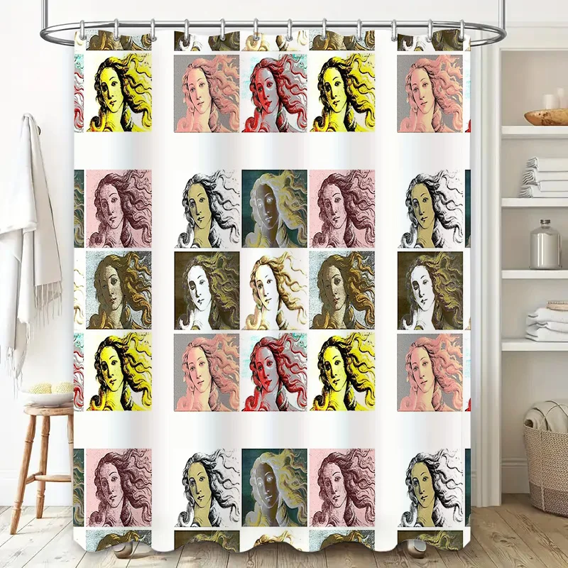 أنيقة عصر النهضة الفن دش الستار مايكل أنجلو ديفيد نسيج خلفية ديكور الحمام خمر المنسوجات المنزلية الكلاسيكية جدار هان #2